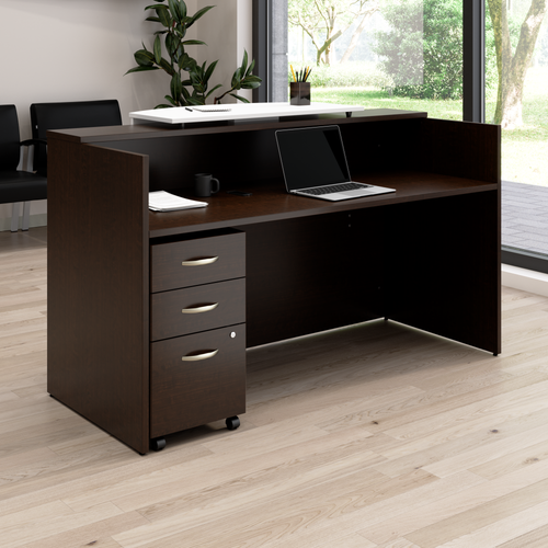 Arrive 72W x 30D Reception Desk with Counter and Mobile File Cabinet