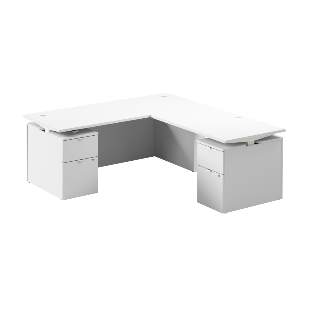 Stratus 72W x 78D Height Adjustable L Shaped Standing Desk with Drawers