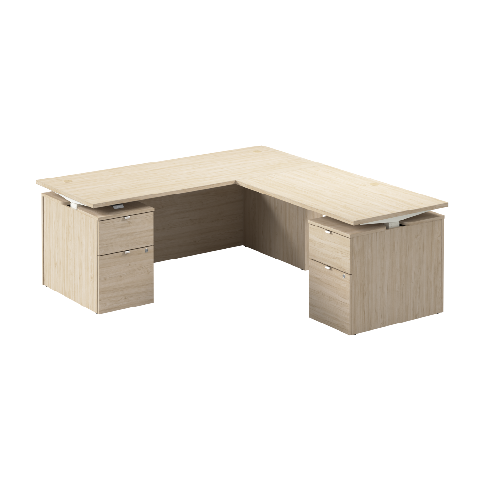 Stratus 72W x 78D Height Adjustable L Shaped Standing Desk with Drawers